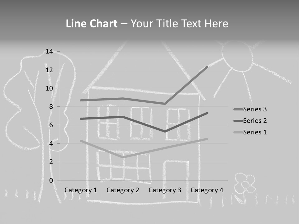 A Chalk Drawing Of A House On A Blackboard PowerPoint Template