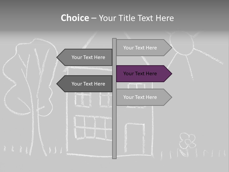 A Chalk Drawing Of A House On A Blackboard PowerPoint Template