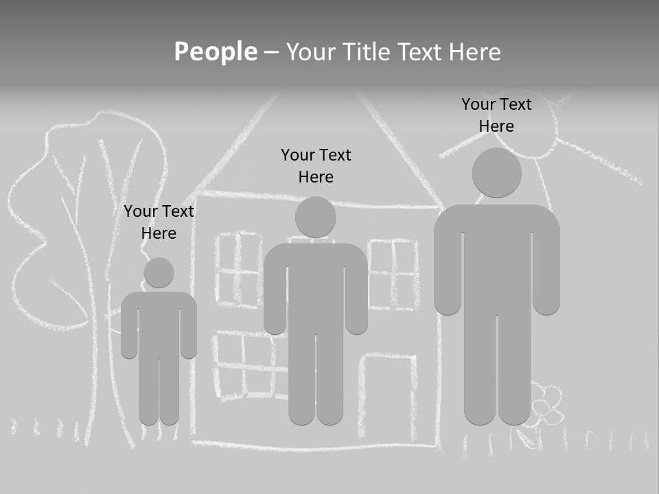 A Chalk Drawing Of A House On A Blackboard PowerPoint Template