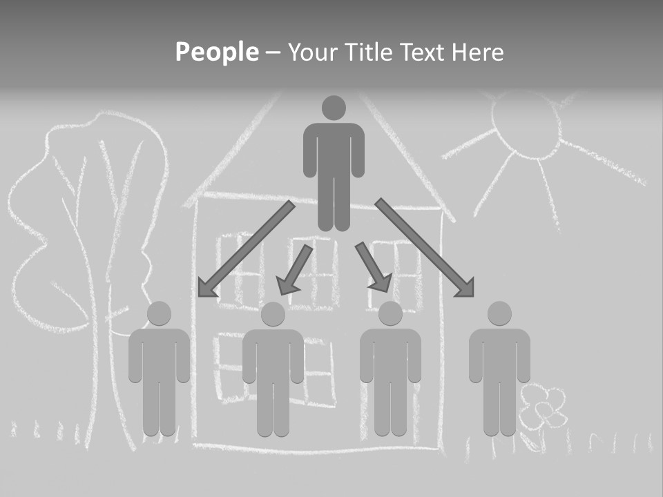 A Chalk Drawing Of A House On A Blackboard PowerPoint Template