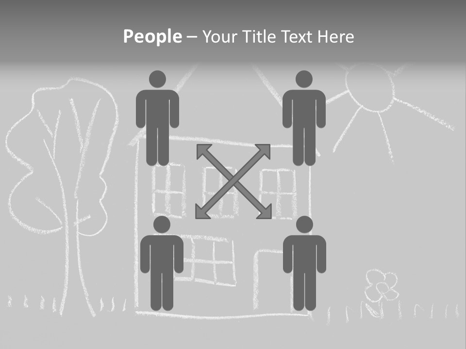 A Chalk Drawing Of A House On A Blackboard PowerPoint Template