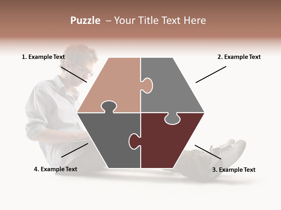 A Man Sitting On The Floor Using A Laptop Computer PowerPoint Template