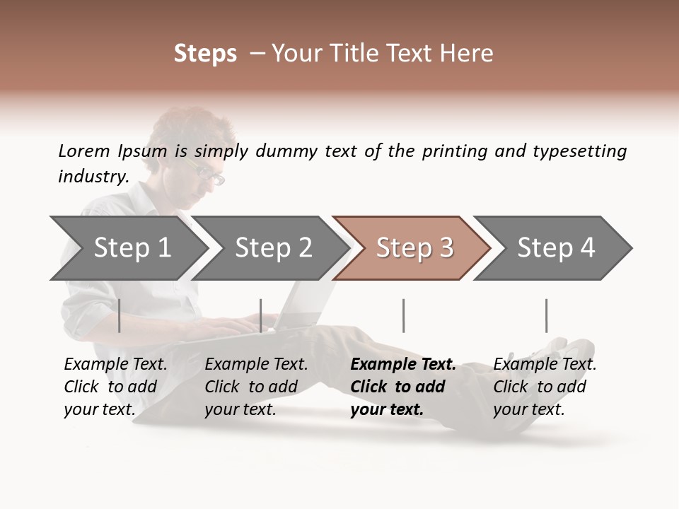 A Man Sitting On The Floor Using A Laptop Computer PowerPoint Template