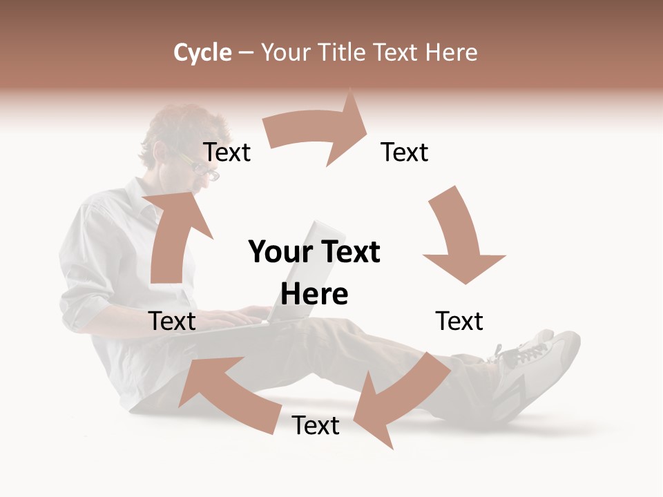 A Man Sitting On The Floor Using A Laptop Computer PowerPoint Template