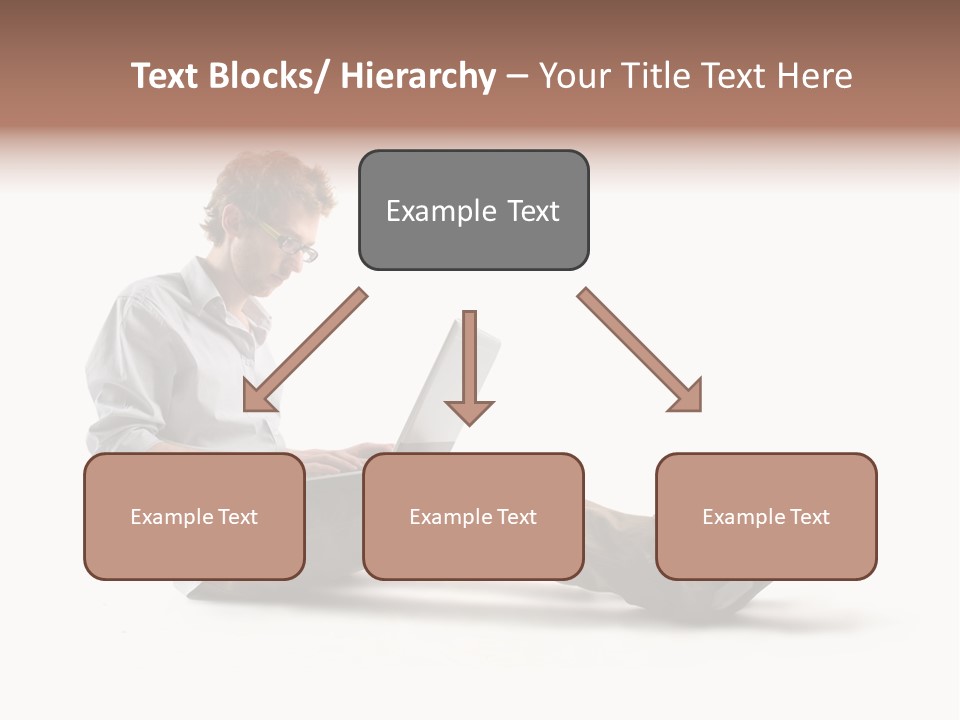 A Man Sitting On The Floor Using A Laptop Computer PowerPoint Template