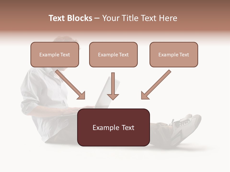 A Man Sitting On The Floor Using A Laptop Computer PowerPoint Template
