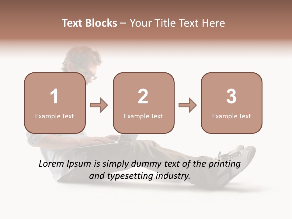 A Man Sitting On The Floor Using A Laptop Computer PowerPoint Template