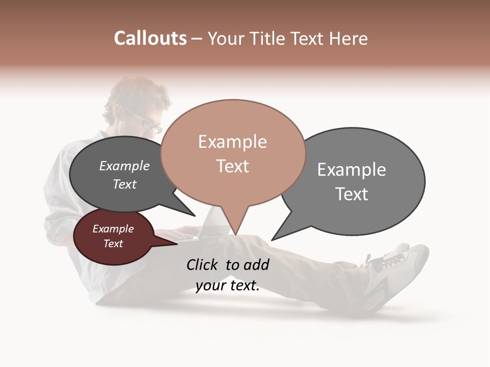 A Man Sitting On The Floor Using A Laptop Computer PowerPoint Template