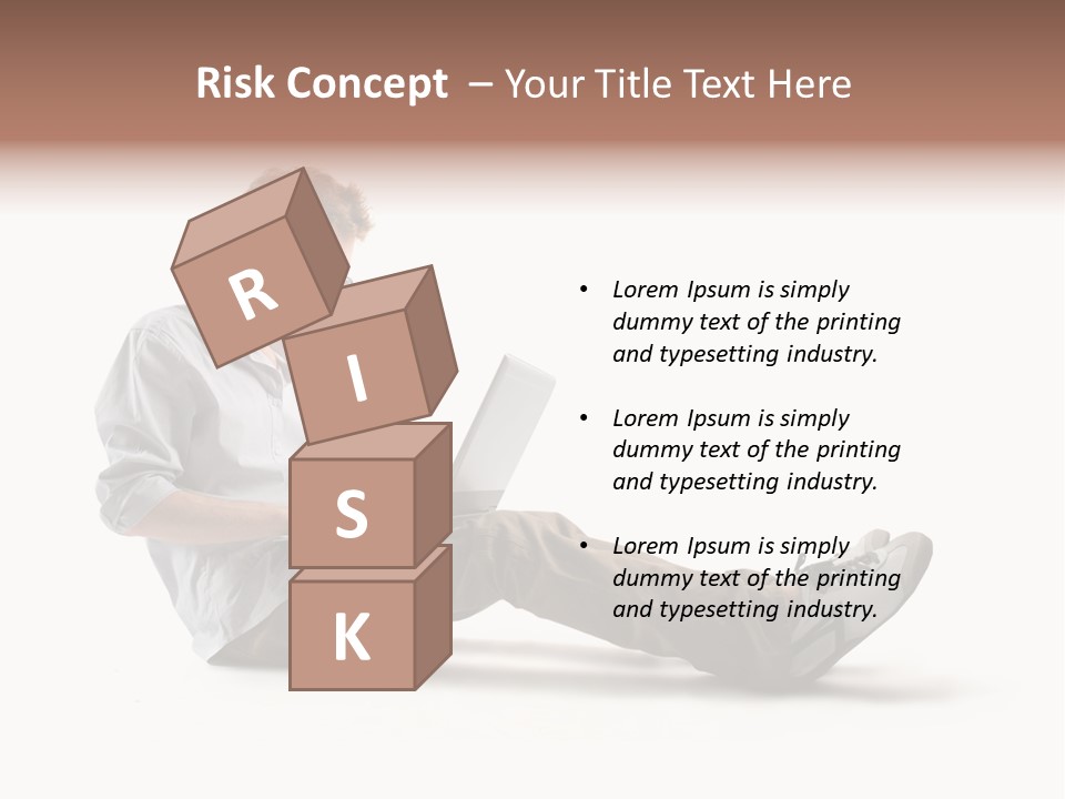 A Man Sitting On The Floor Using A Laptop Computer PowerPoint Template