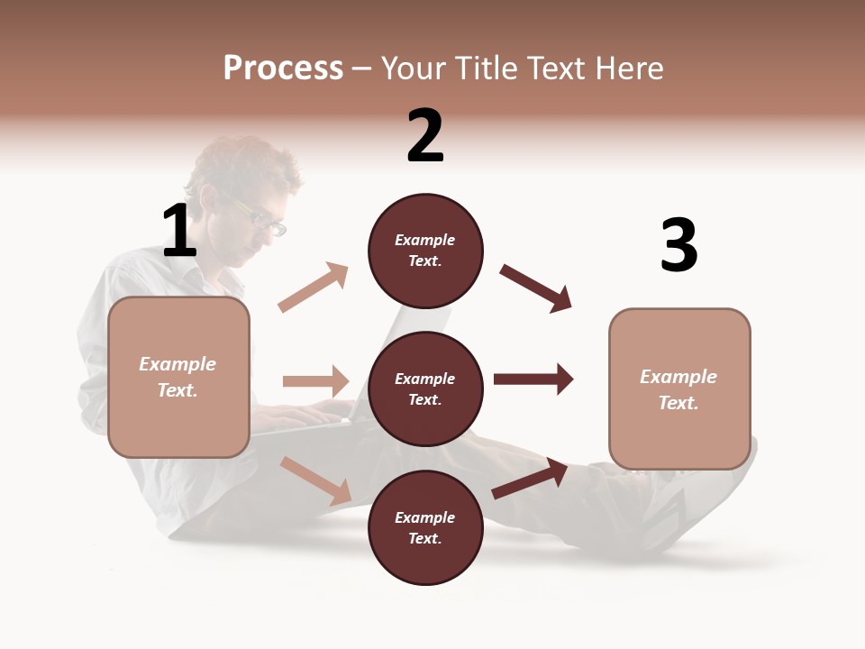 A Man Sitting On The Floor Using A Laptop Computer PowerPoint Template
