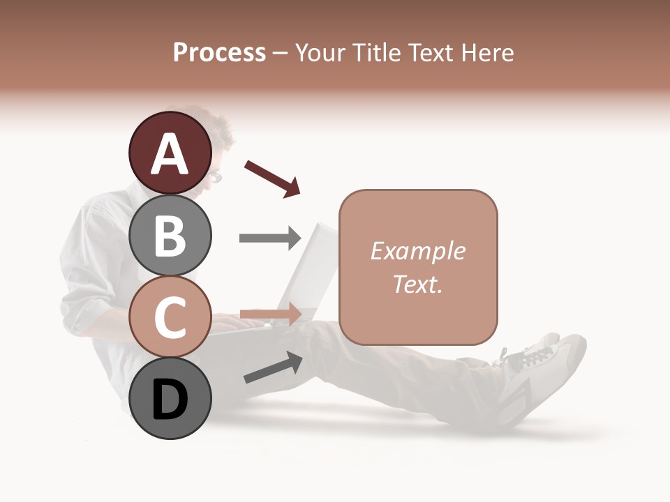 A Man Sitting On The Floor Using A Laptop Computer PowerPoint Template
