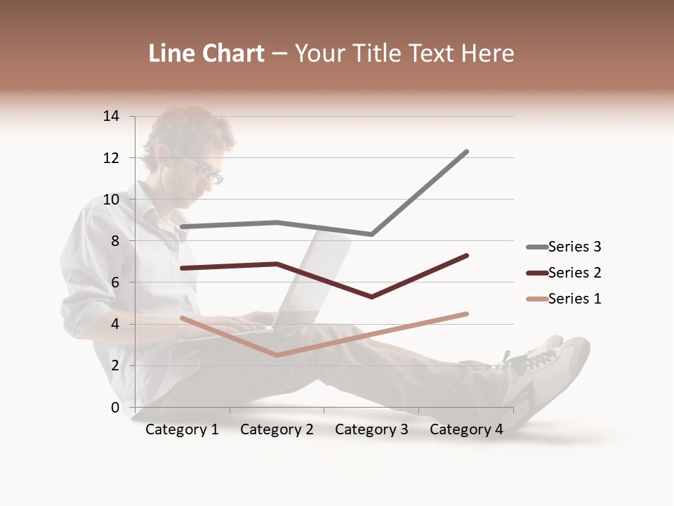 A Man Sitting On The Floor Using A Laptop Computer PowerPoint Template