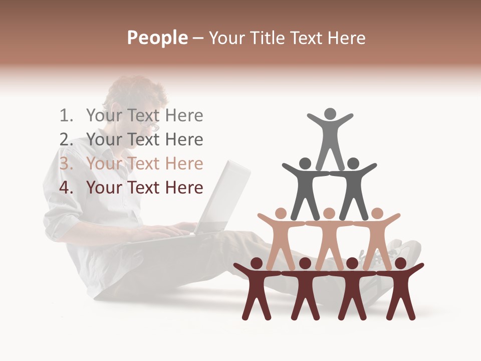 A Man Sitting On The Floor Using A Laptop Computer PowerPoint Template