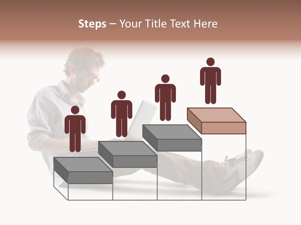 A Man Sitting On The Floor Using A Laptop Computer PowerPoint Template