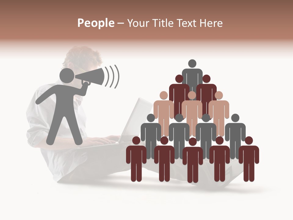 A Man Sitting On The Floor Using A Laptop Computer PowerPoint Template