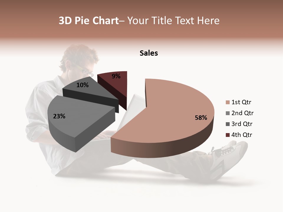 A Man Sitting On The Floor Using A Laptop Computer PowerPoint Template
