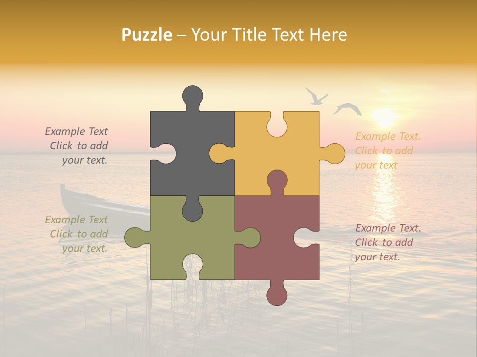 A Man In A Boat On The Water At Sunset PowerPoint Template