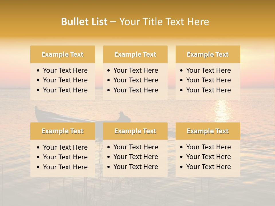 A Man In A Boat On The Water At Sunset PowerPoint Template