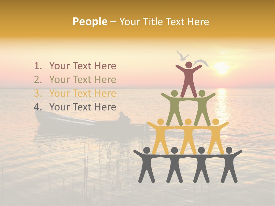 A Man In A Boat On The Water At Sunset PowerPoint Template