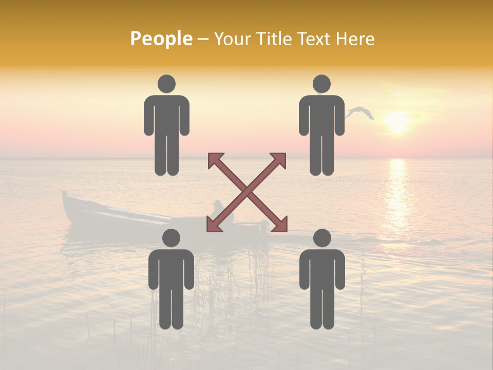 A Man In A Boat On The Water At Sunset PowerPoint Template