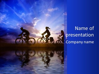 Sundown Kids Bicycle PowerPoint Template