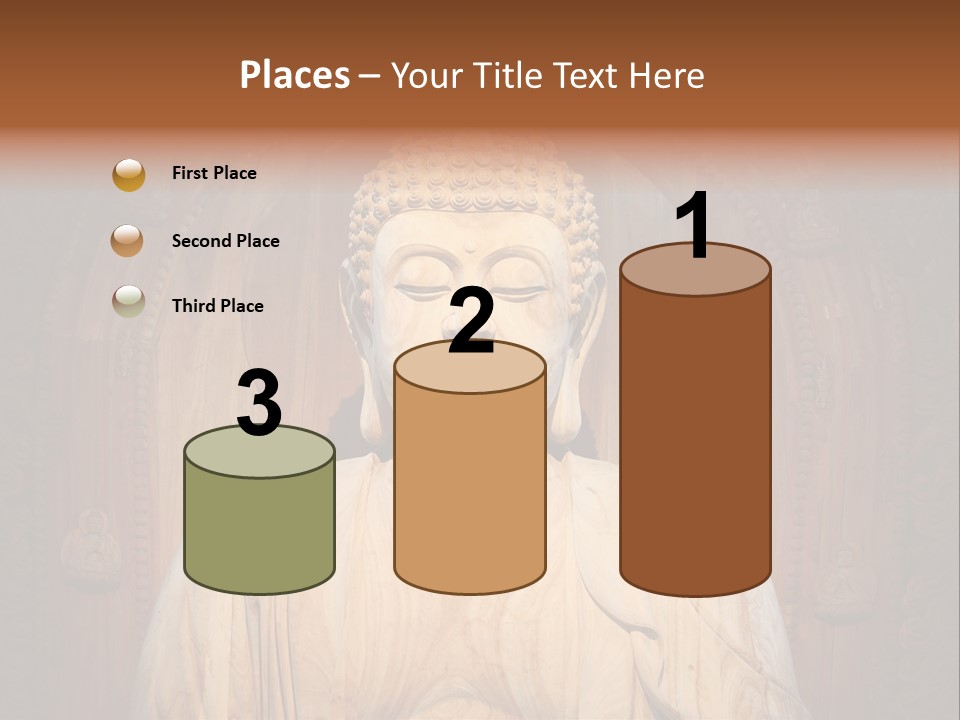 A Buddha Statue Sitting In Front Of A Wooden Wall PowerPoint Template
