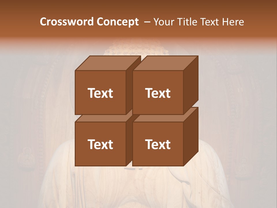 A Buddha Statue Sitting In Front Of A Wooden Wall PowerPoint Template