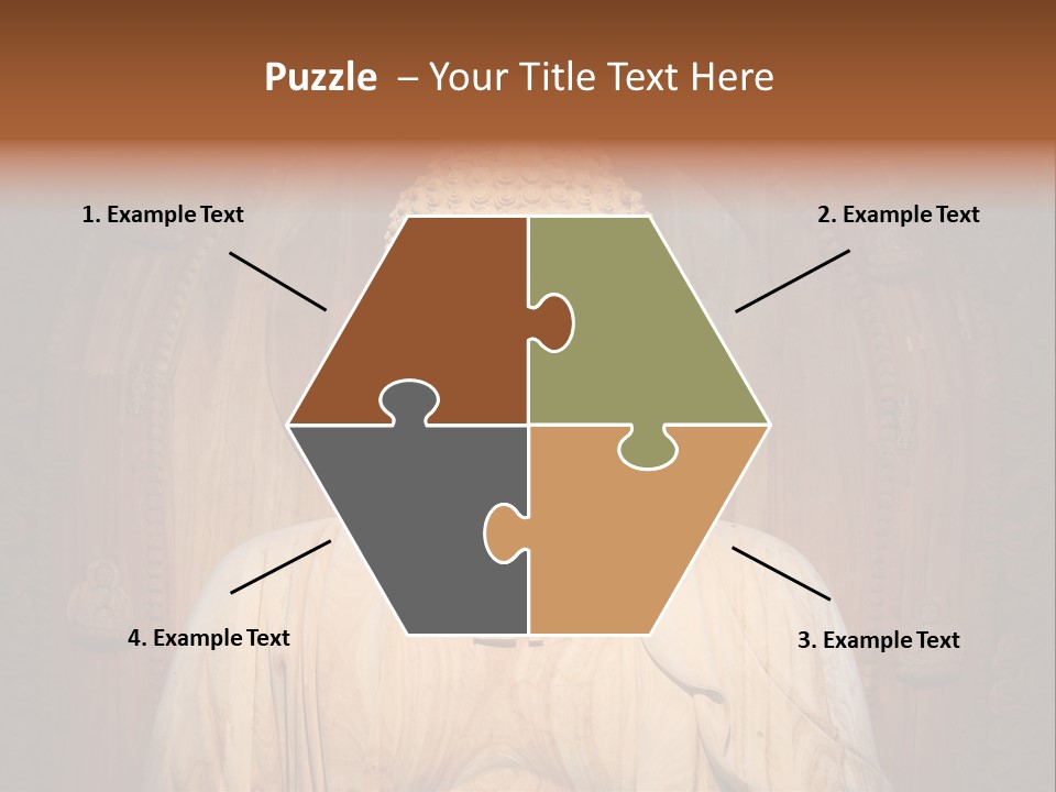 A Buddha Statue Sitting In Front Of A Wooden Wall PowerPoint Template