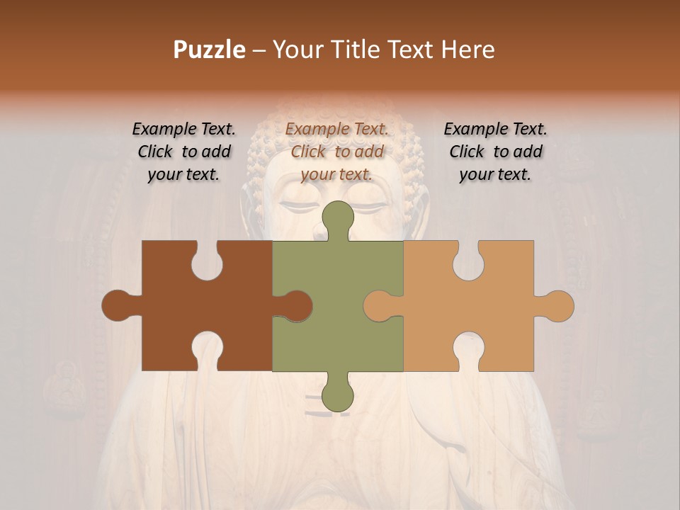 A Buddha Statue Sitting In Front Of A Wooden Wall PowerPoint Template