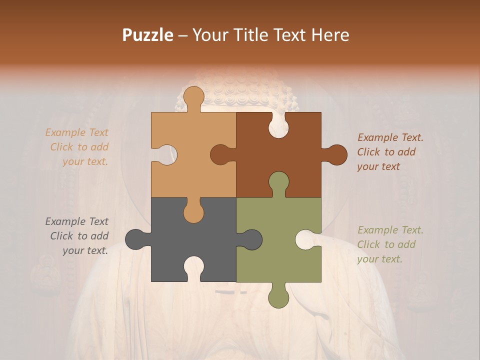 A Buddha Statue Sitting In Front Of A Wooden Wall PowerPoint Template