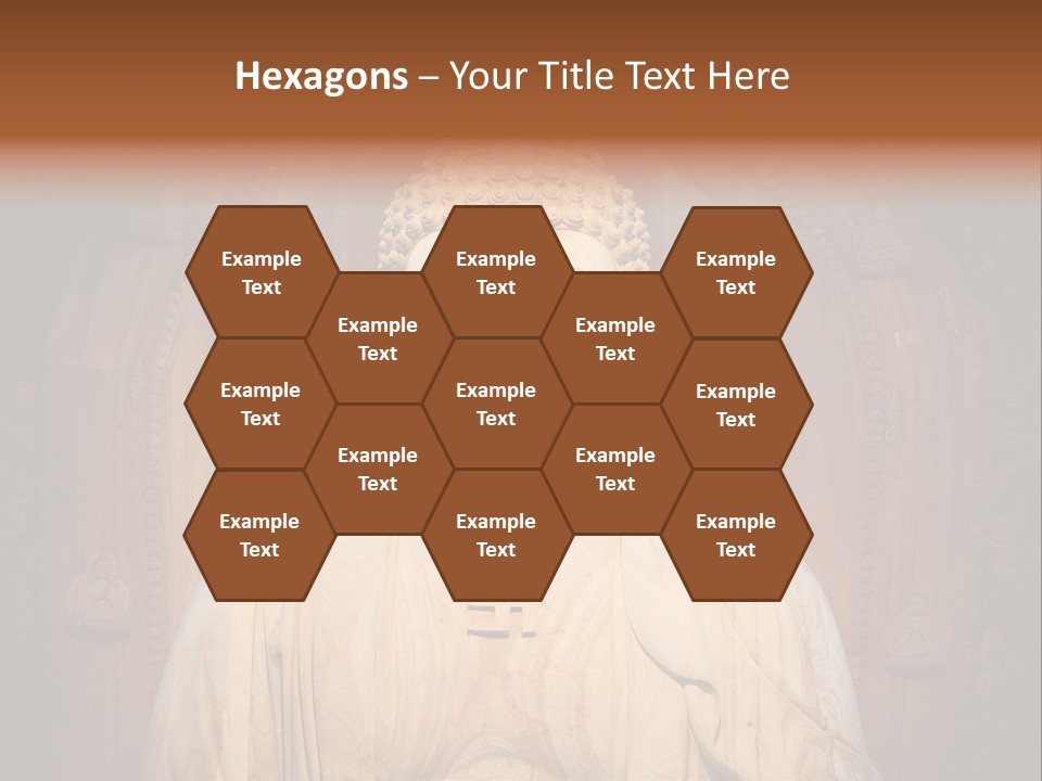 A Buddha Statue Sitting In Front Of A Wooden Wall PowerPoint Template