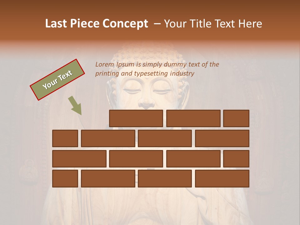 A Buddha Statue Sitting In Front Of A Wooden Wall PowerPoint Template
