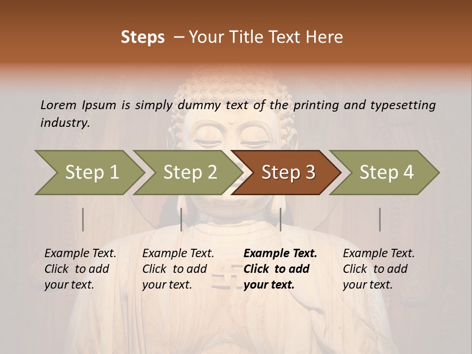 A Buddha Statue Sitting In Front Of A Wooden Wall PowerPoint Template