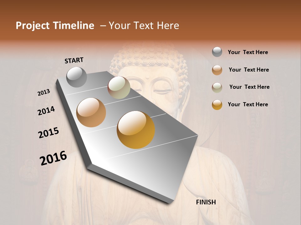 A Buddha Statue Sitting In Front Of A Wooden Wall PowerPoint Template