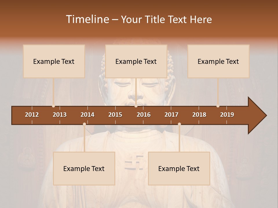 A Buddha Statue Sitting In Front Of A Wooden Wall PowerPoint Template