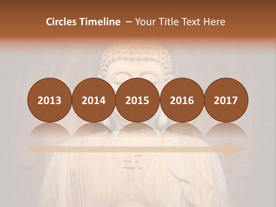 A Buddha Statue Sitting In Front Of A Wooden Wall PowerPoint Template