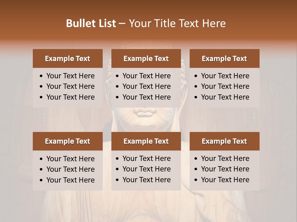 A Buddha Statue Sitting In Front Of A Wooden Wall PowerPoint Template
