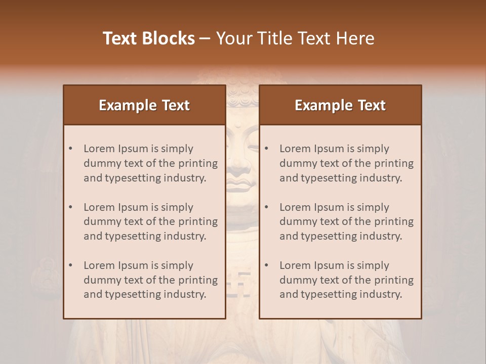 A Buddha Statue Sitting In Front Of A Wooden Wall PowerPoint Template