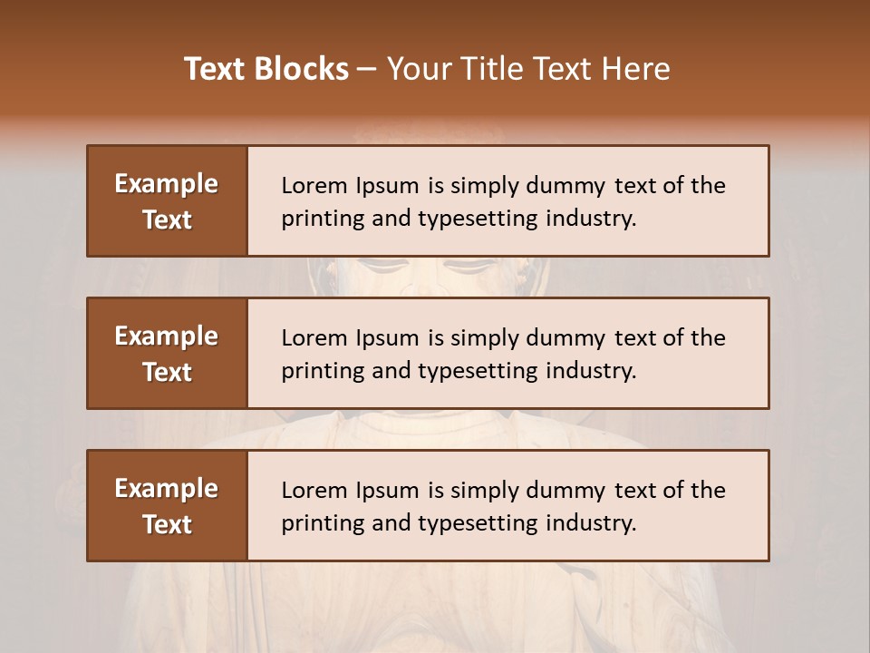 A Buddha Statue Sitting In Front Of A Wooden Wall PowerPoint Template