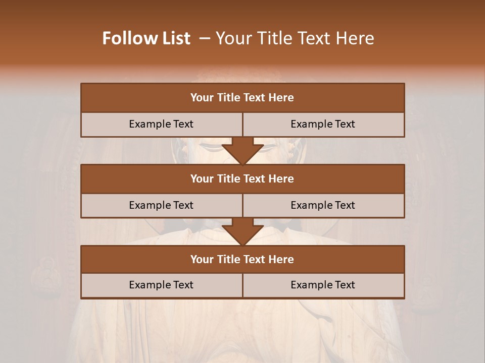 A Buddha Statue Sitting In Front Of A Wooden Wall PowerPoint Template