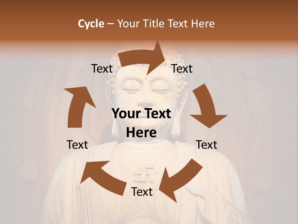 A Buddha Statue Sitting In Front Of A Wooden Wall PowerPoint Template