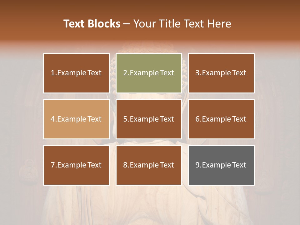 A Buddha Statue Sitting In Front Of A Wooden Wall PowerPoint Template