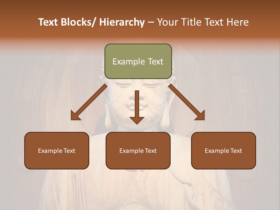 A Buddha Statue Sitting In Front Of A Wooden Wall PowerPoint Template