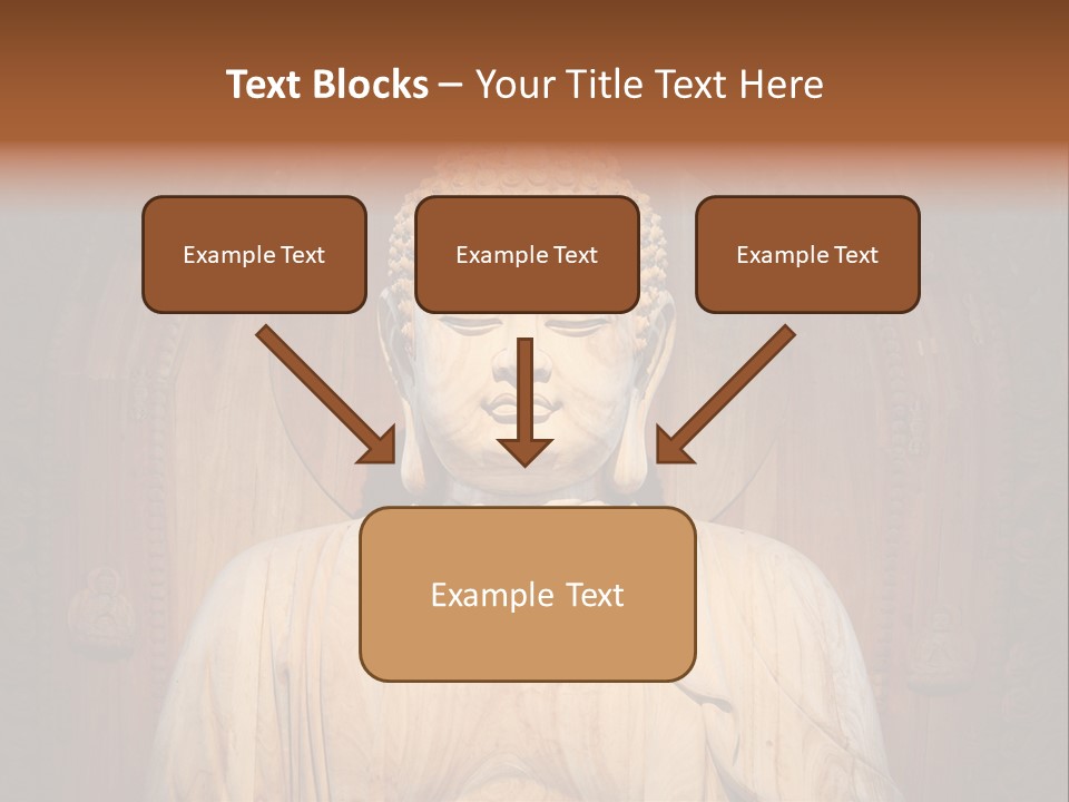 A Buddha Statue Sitting In Front Of A Wooden Wall PowerPoint Template