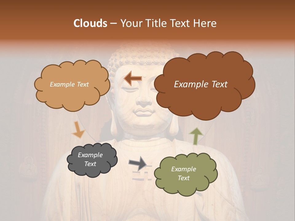 A Buddha Statue Sitting In Front Of A Wooden Wall PowerPoint Template