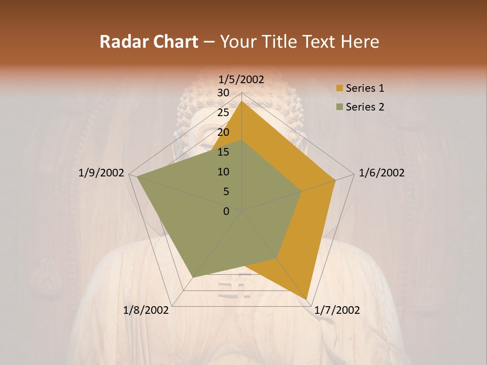 A Buddha Statue Sitting In Front Of A Wooden Wall PowerPoint Template