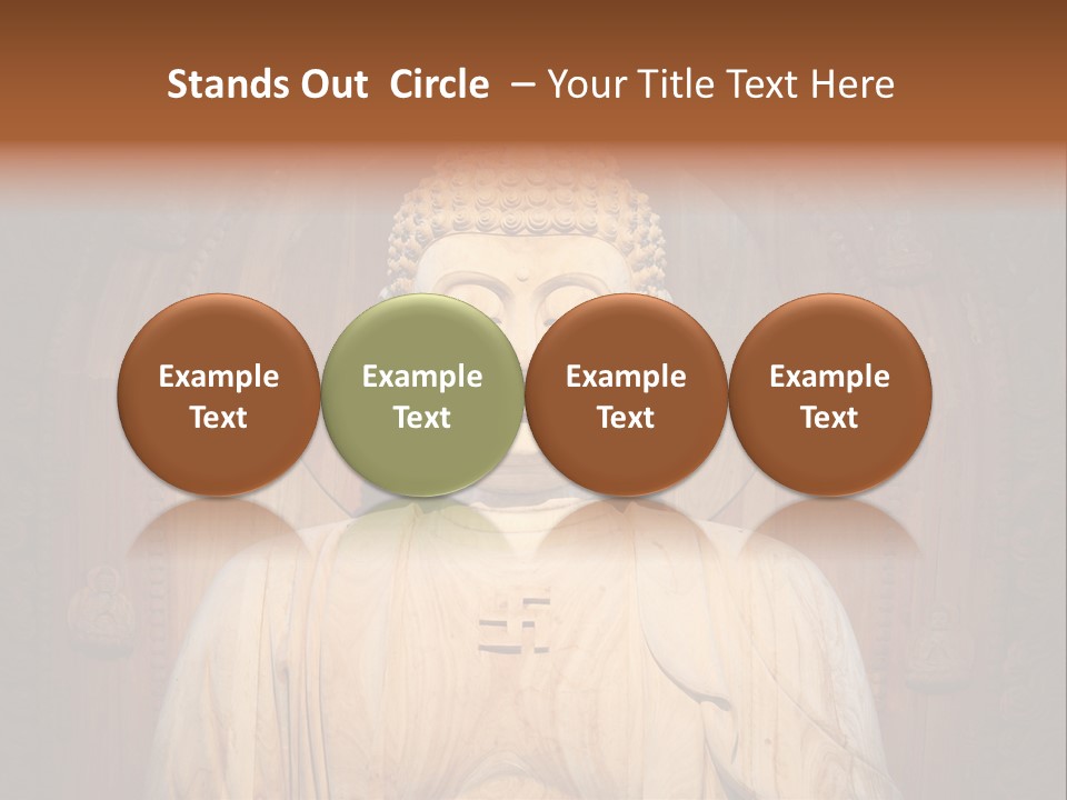 A Buddha Statue Sitting In Front Of A Wooden Wall PowerPoint Template