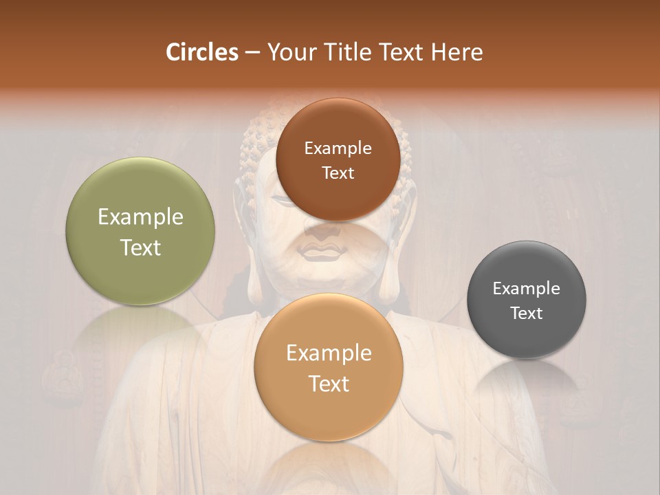 A Buddha Statue Sitting In Front Of A Wooden Wall PowerPoint Template