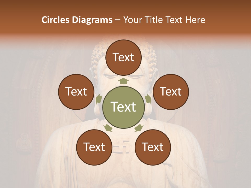 A Buddha Statue Sitting In Front Of A Wooden Wall PowerPoint Template