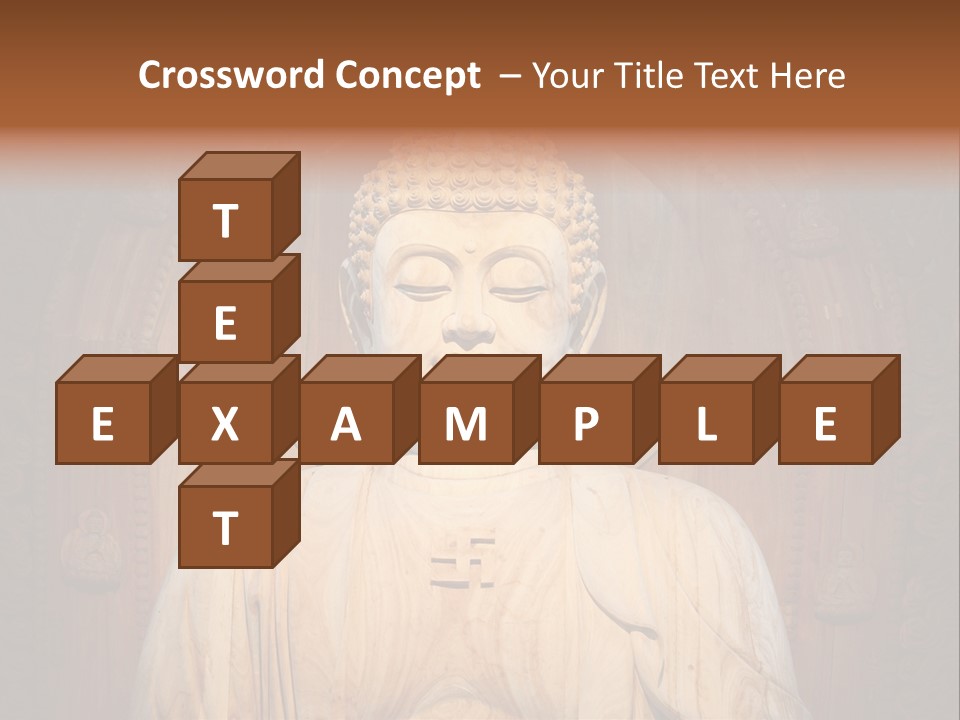 A Buddha Statue Sitting In Front Of A Wooden Wall PowerPoint Template